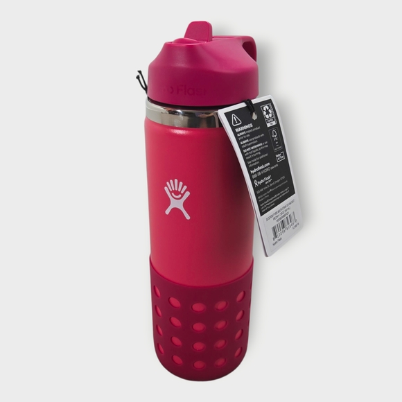Hydro Flask Kids Wide Mouth Straw Cap WATER BOTTLE 20oz NWB PEONY/PINK NEW - Picture 1 of 6